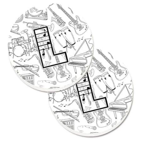 Carolines Treasures Letter L Musical Note Letters Set of 2 Cup Holder Car Coaster CJ2007-LCARC